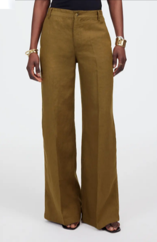 High-Waisted Wide-Leg Linen Pants with Blouse/Top